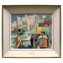 Midcentury Cubist Painting of San Francisco by Henri Masson