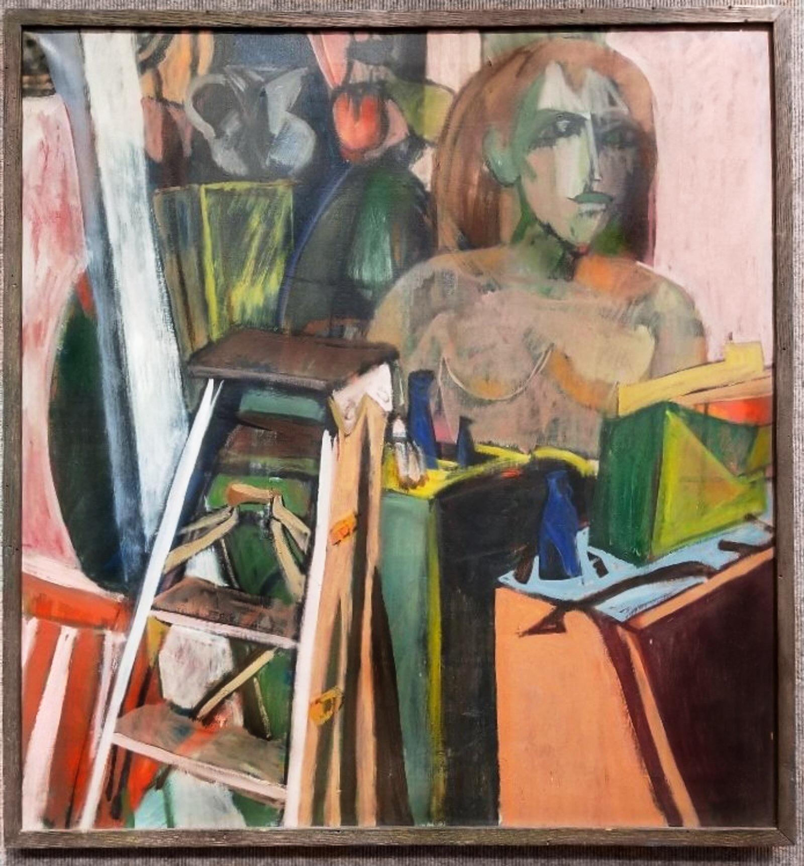 Mid-century Cubist still-life with ladder, oil on canvas, Martin Lubner, circa 1959
Painting still life by Martin Lubner. Painting: 32.5