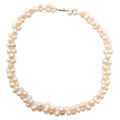 Collier de perles jumelles Akoya de culture du milieu du siècle, 16" Or 18k 1950 Ultra-Rare