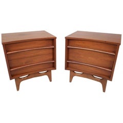 Midcentury Curved Front Nightstands, a Pair