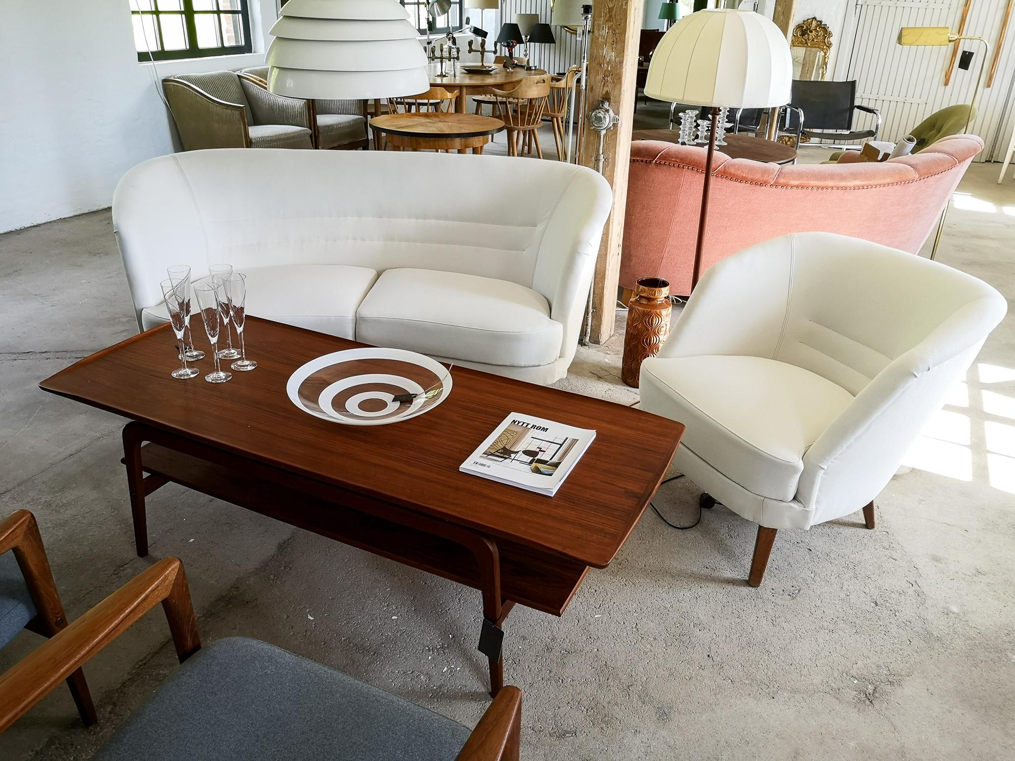 Midcentury Curved Sofa and Chair OPE Sweden, 1950s 11