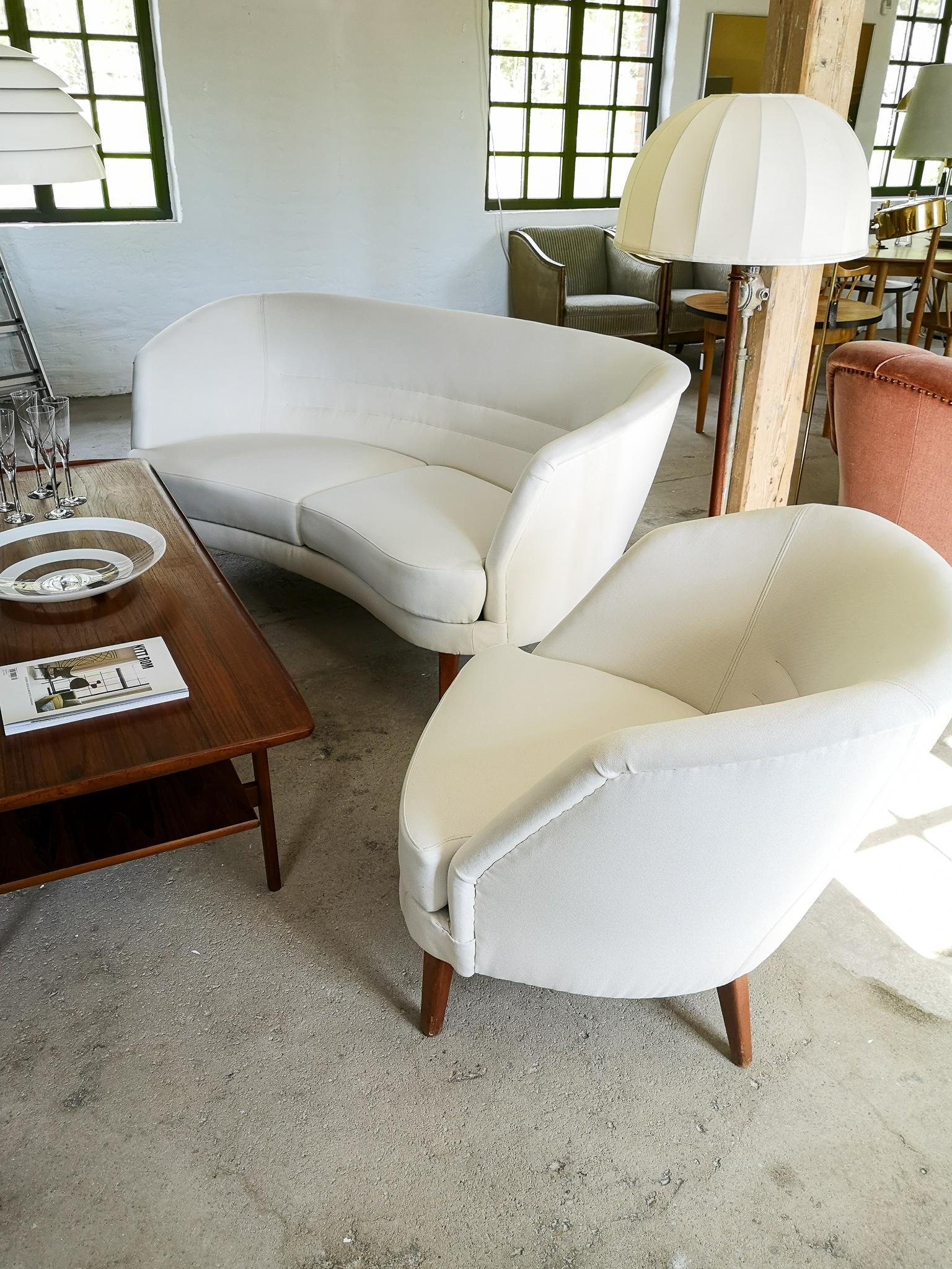 Midcentury Curved Sofa and Chair OPE Sweden, 1950s 12