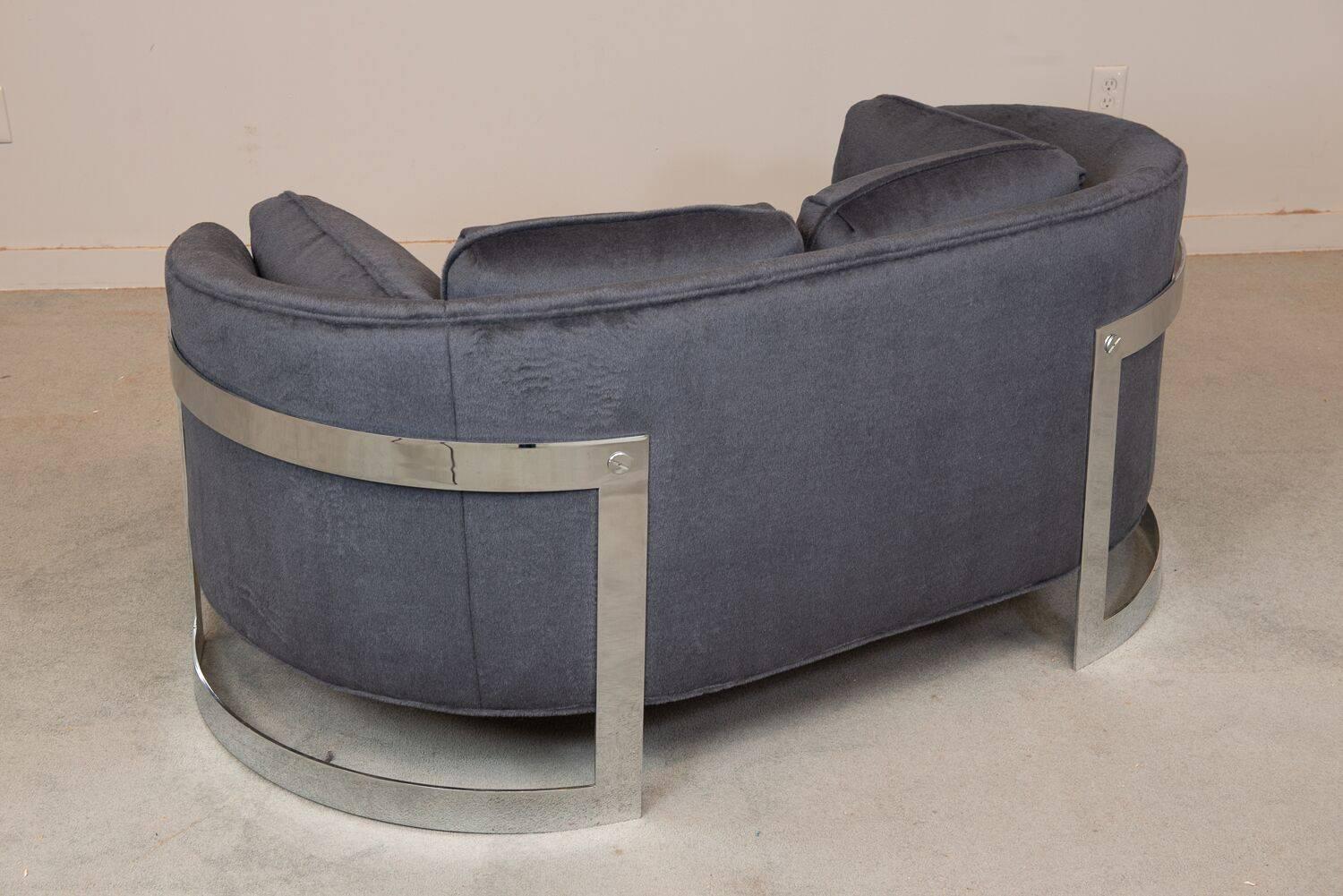 American Midcentury Curved Sofa by Milo Baughman For Sale