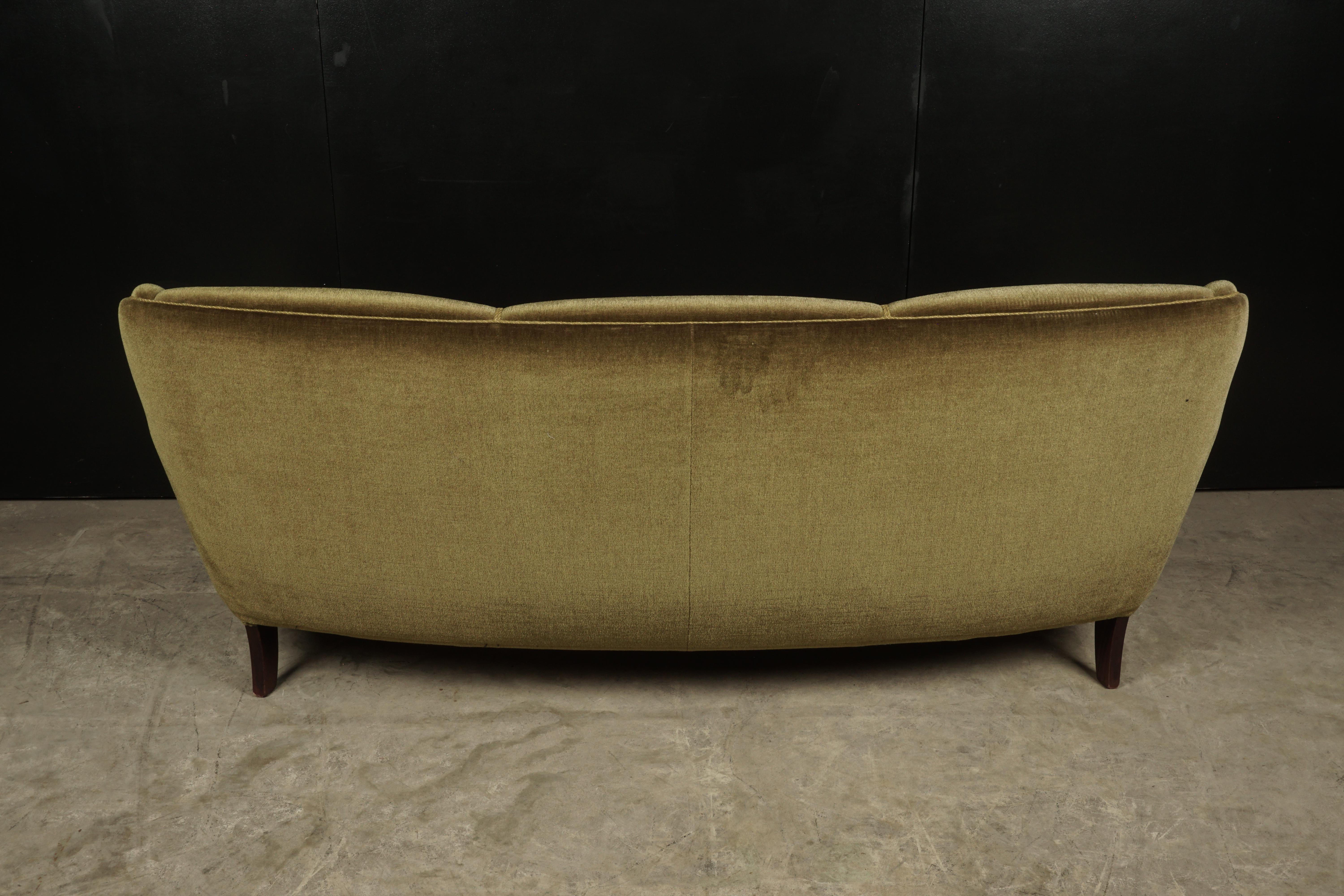 Midcentury Curved Sofa from Denmark, circa 1950 In Good Condition In Nashville, TN