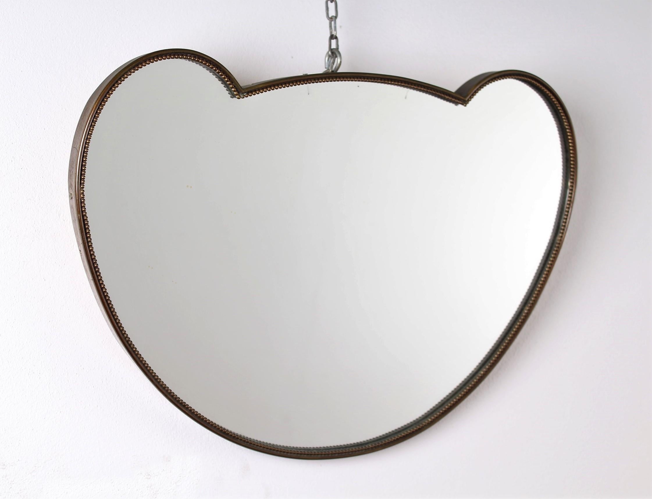 Mid-20th Century Midcentury Curvilinear Brass Italian Mirror, Italy, 1950s
