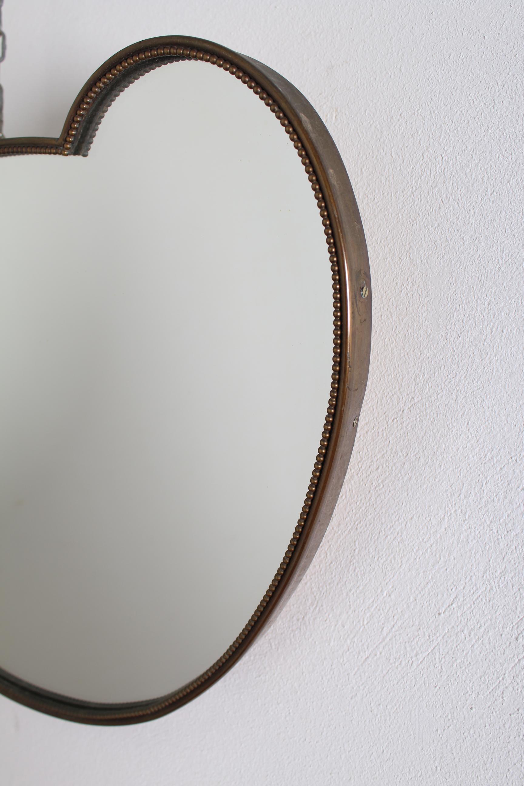 Midcentury Curvilinear Brass Italian Mirror, Italy, 1950s 1