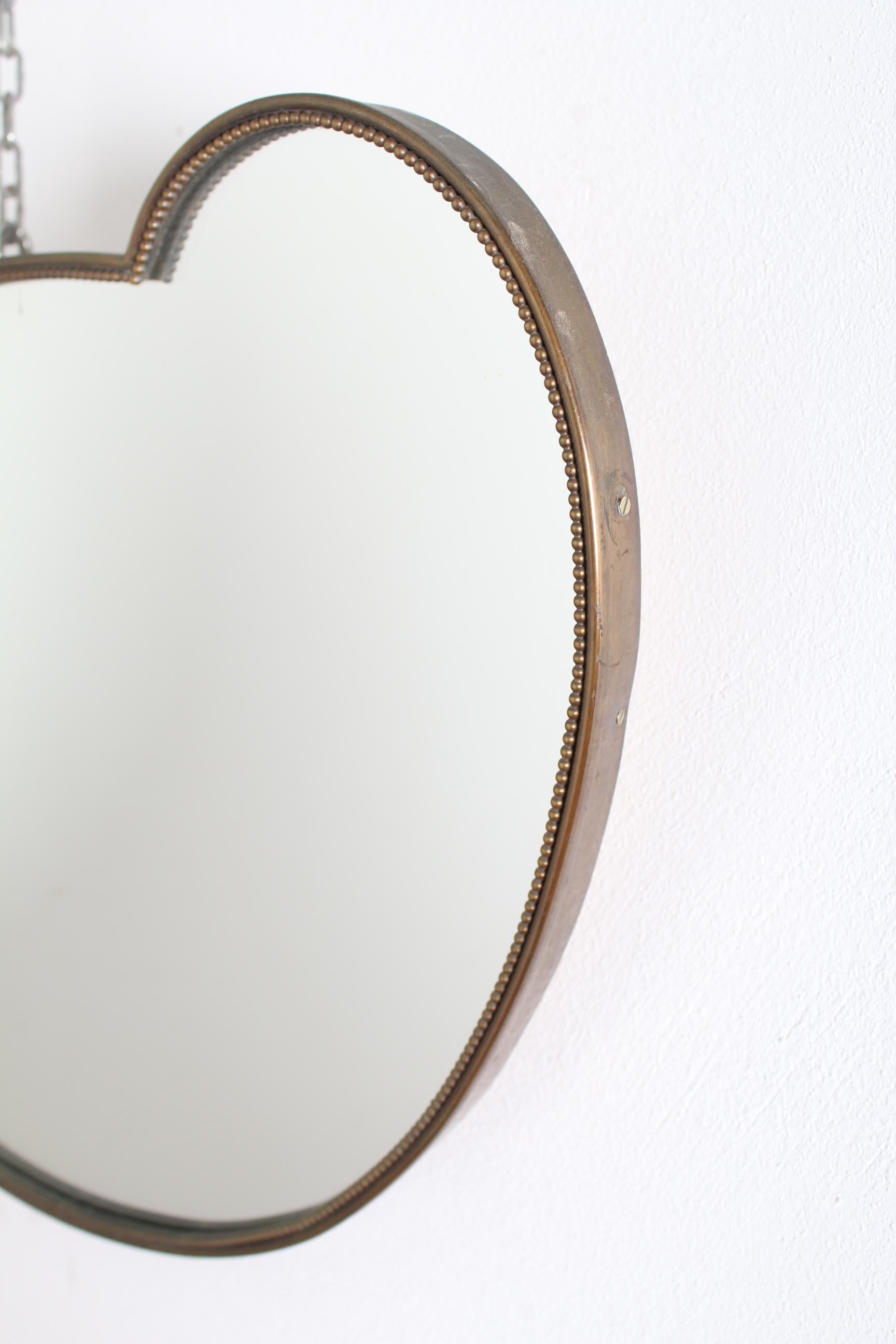 Midcentury Curvilinear Brass Italian Mirror, Italy, 1950s 2