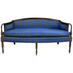 Midcentury Custom Plaid Mason-Art Ny Sheraton Mahogany Sofa 004-101 Blue Yellow
