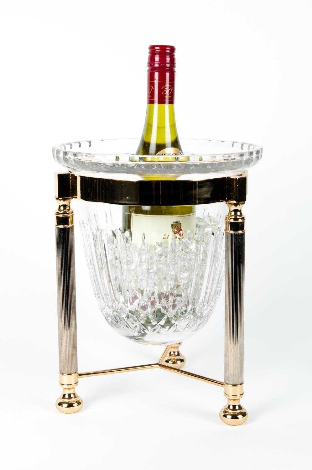 Champagnerkühler aus geschliffenem Kristall aus der Jahrhundertmitte 1