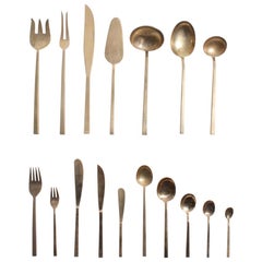 Midcentury Cutlery in Solid Brass Complete for 24 Persons, Made in Denmark 1960s