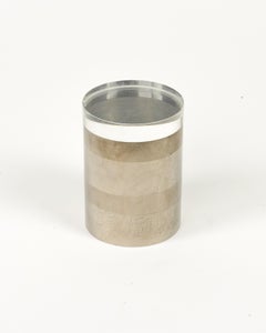 Zylindrische Schachtel aus Chrom und Lucite im Romeo Rega-Stil aus der Mitte des Jahrhunderts, Italien 1970
