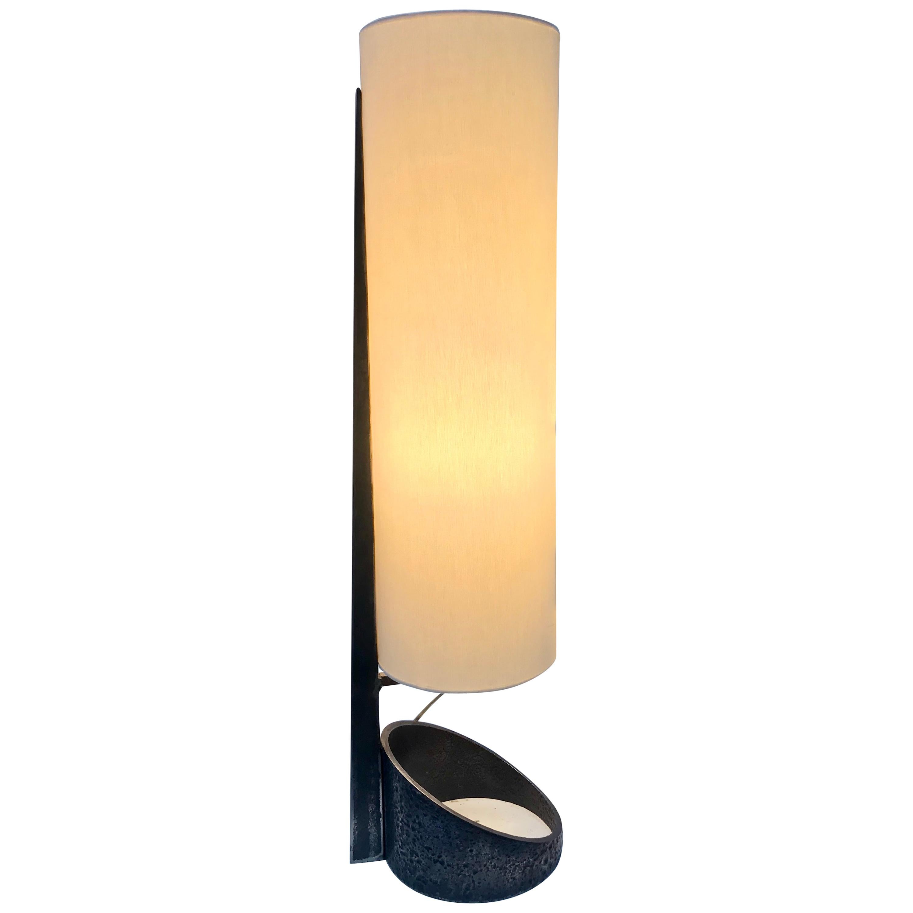 Midcentury Cylindrical Brutalist Table Lamp For Sale