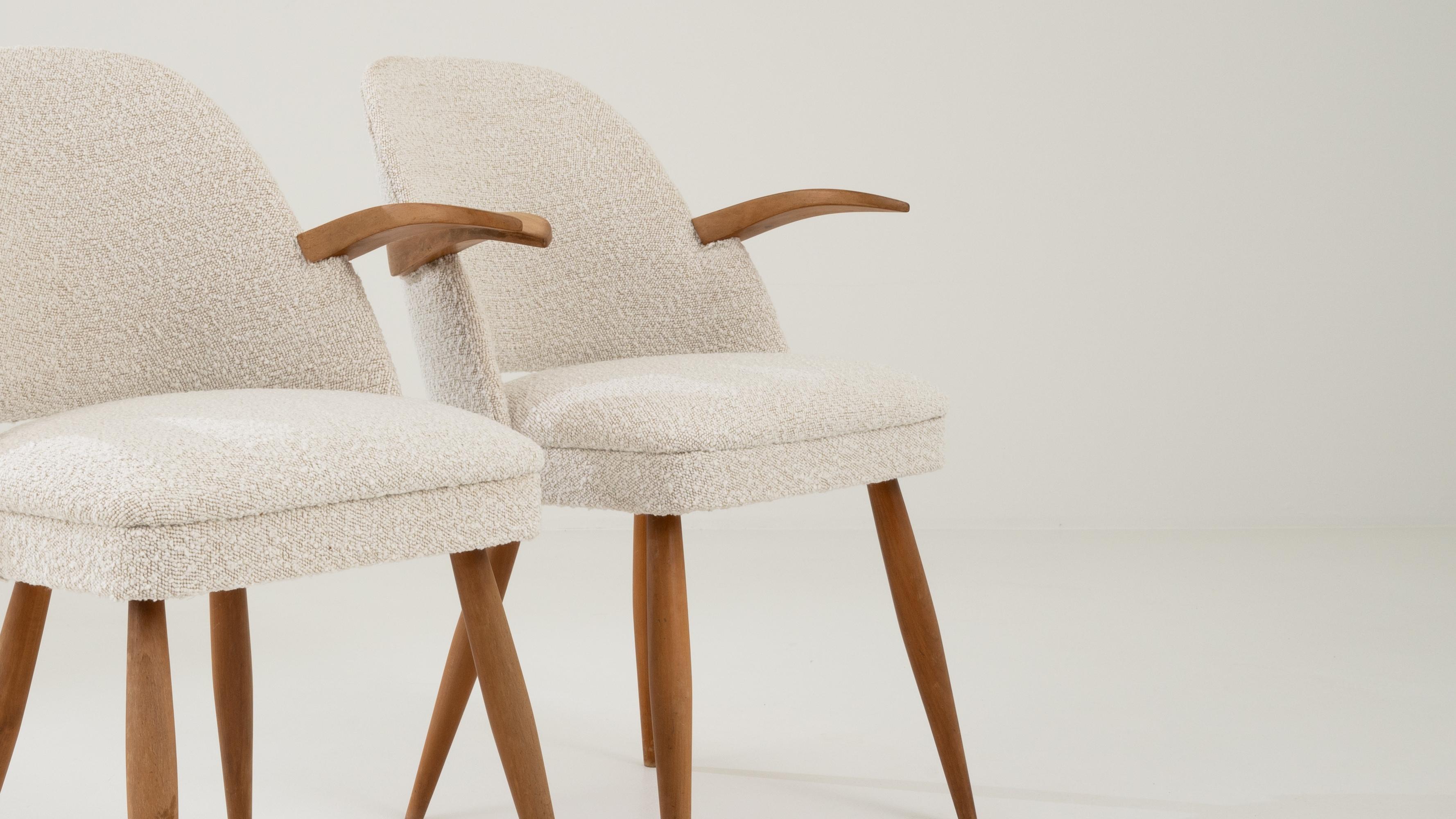 Midcentury Czech Upholstered Armchairs, a Pair  7