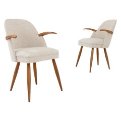 Midcentury Czech Upholstered Armchairs, a Pair
