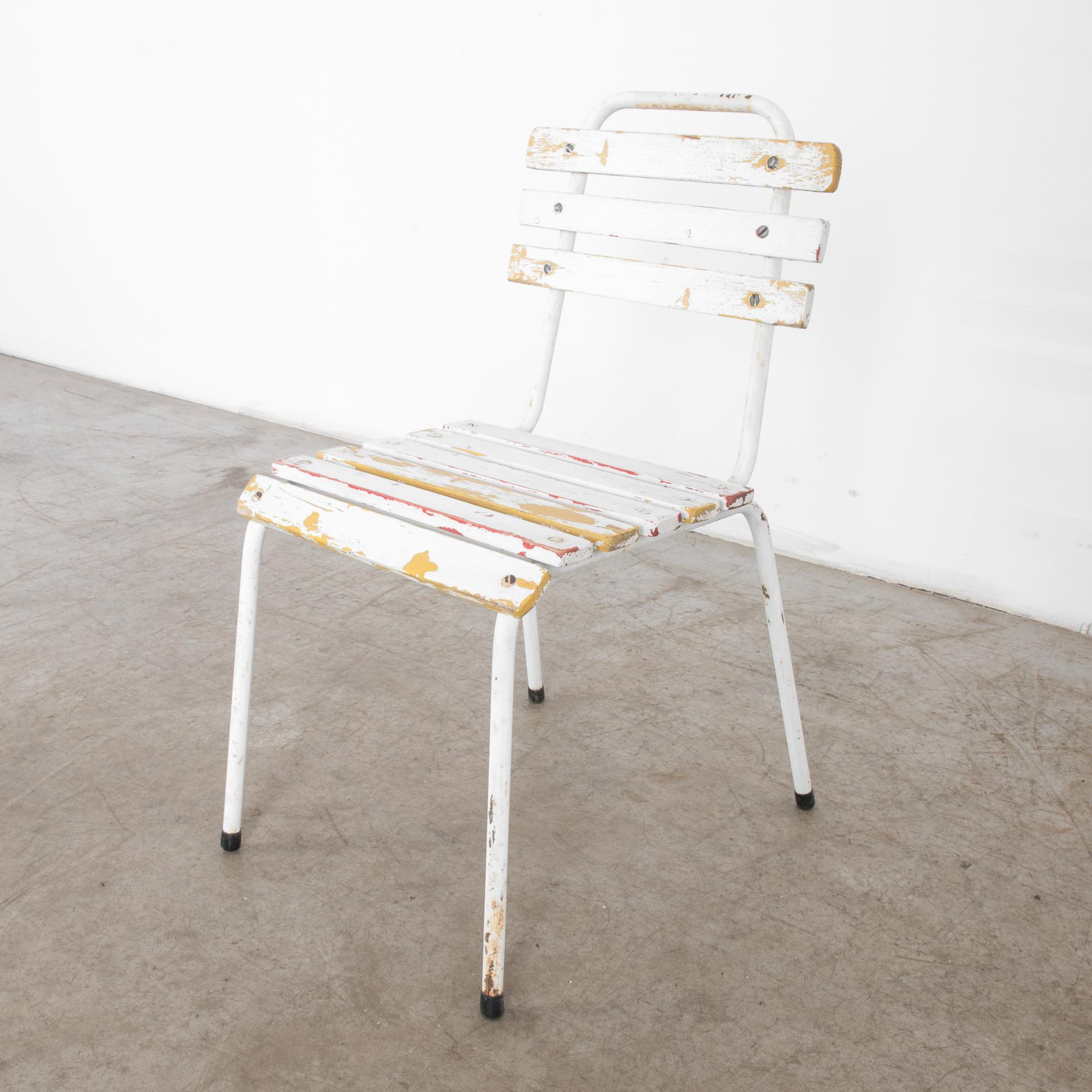 Midcentury Czech White Metal Chair For Sale 1