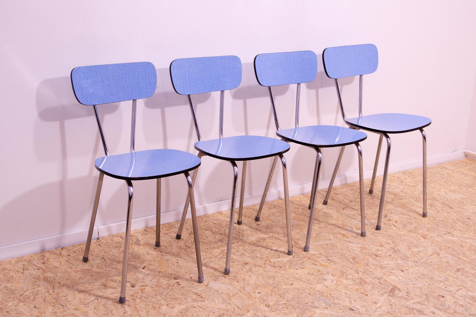 Mid-Century Modern Midcentury Czechoslovak colored formica cafe chairs, 1960´s, set of 4 For Sale