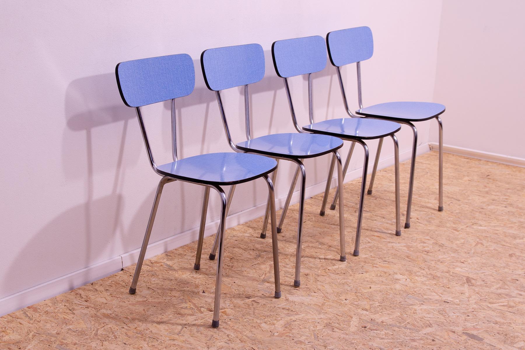 Midcentury Czechoslovak colored formica cafe chairs, 1960´s, set of 4 In Good Condition For Sale In Prague 8, CZ