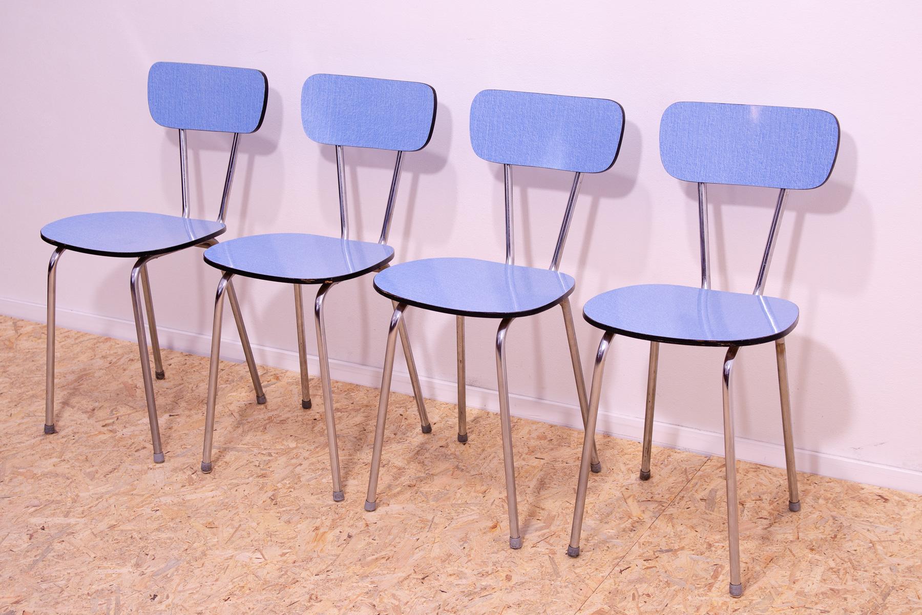 20th Century Midcentury Czechoslovak colored formica cafe chairs, 1960´s, set of 4 For Sale
