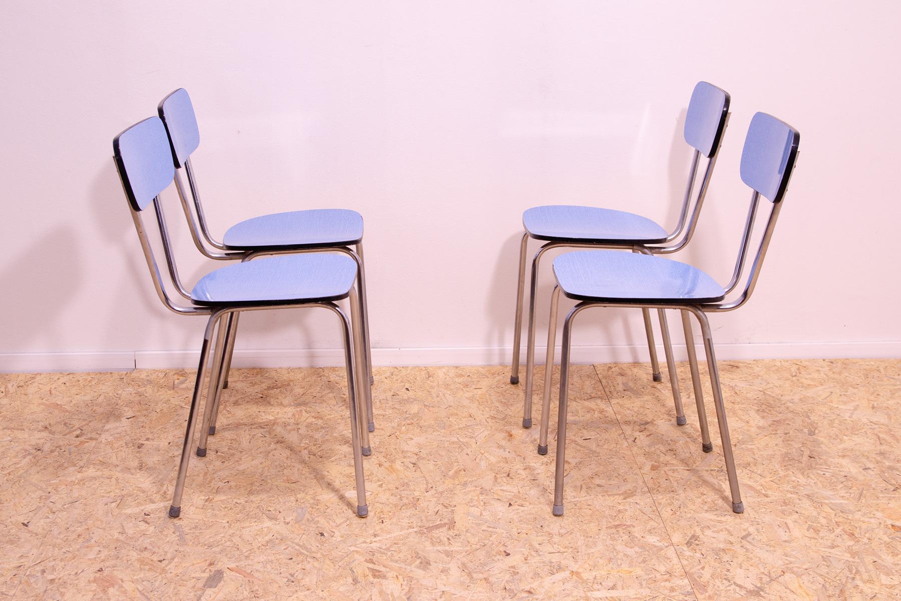 Midcentury Czechoslovak colored formica cafe chairs, 1960´s, set of 4 For Sale 1