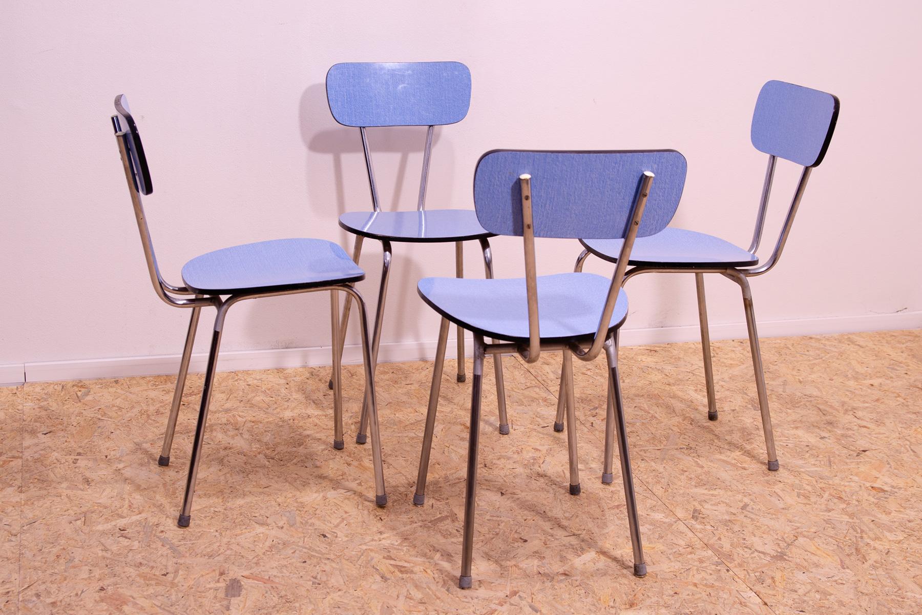 Midcentury Czechoslovak colored formica cafe chairs, 1960´s, set of 4 For Sale 3