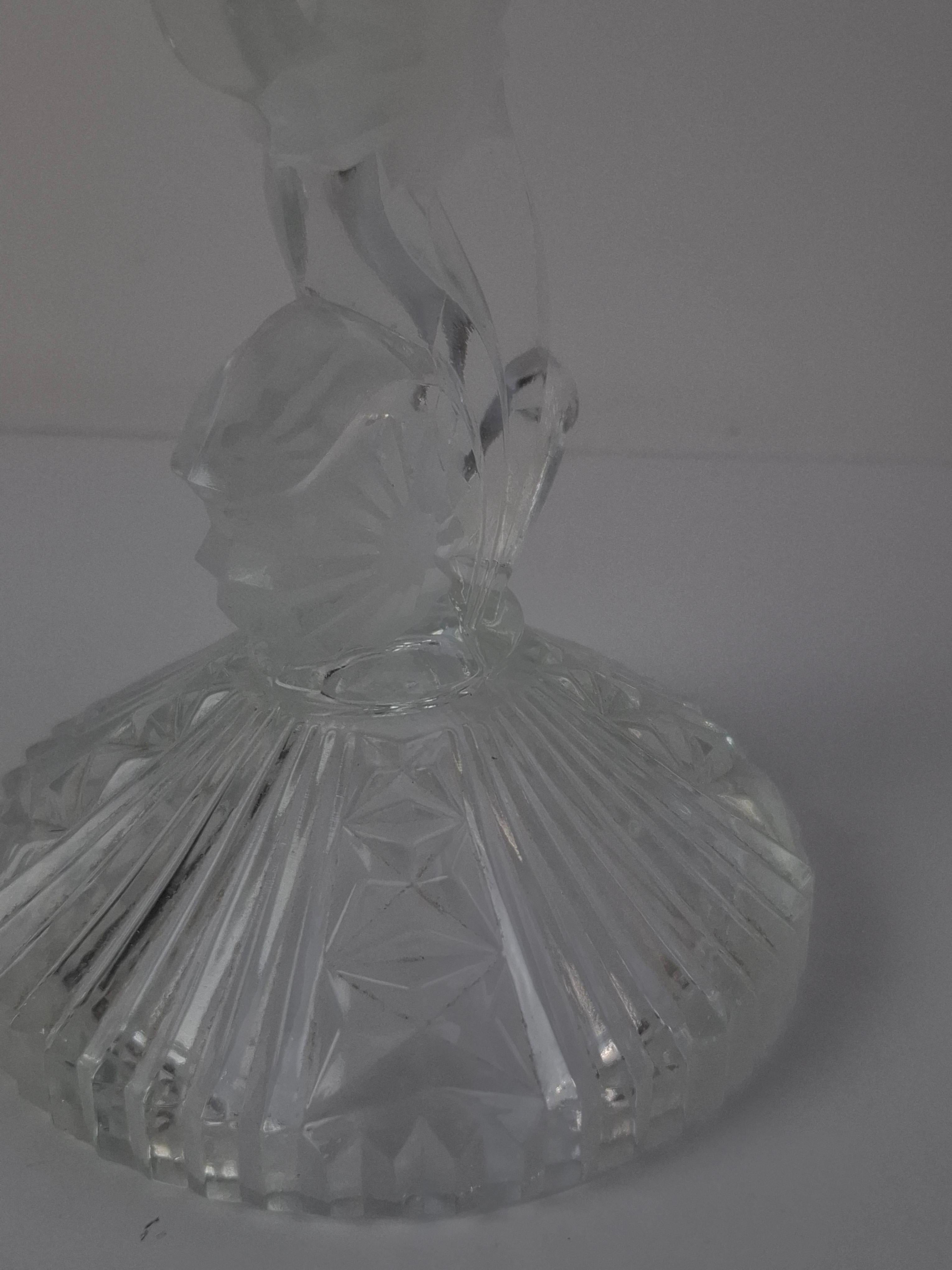 Skulpturaler Kerzenhalter aus geschliffenem tschechoslowakischem Glas, klar, feuerpoliert, Mitte des Jahrhunderts im Zustand „Gut“ im Angebot in Praha, CZ