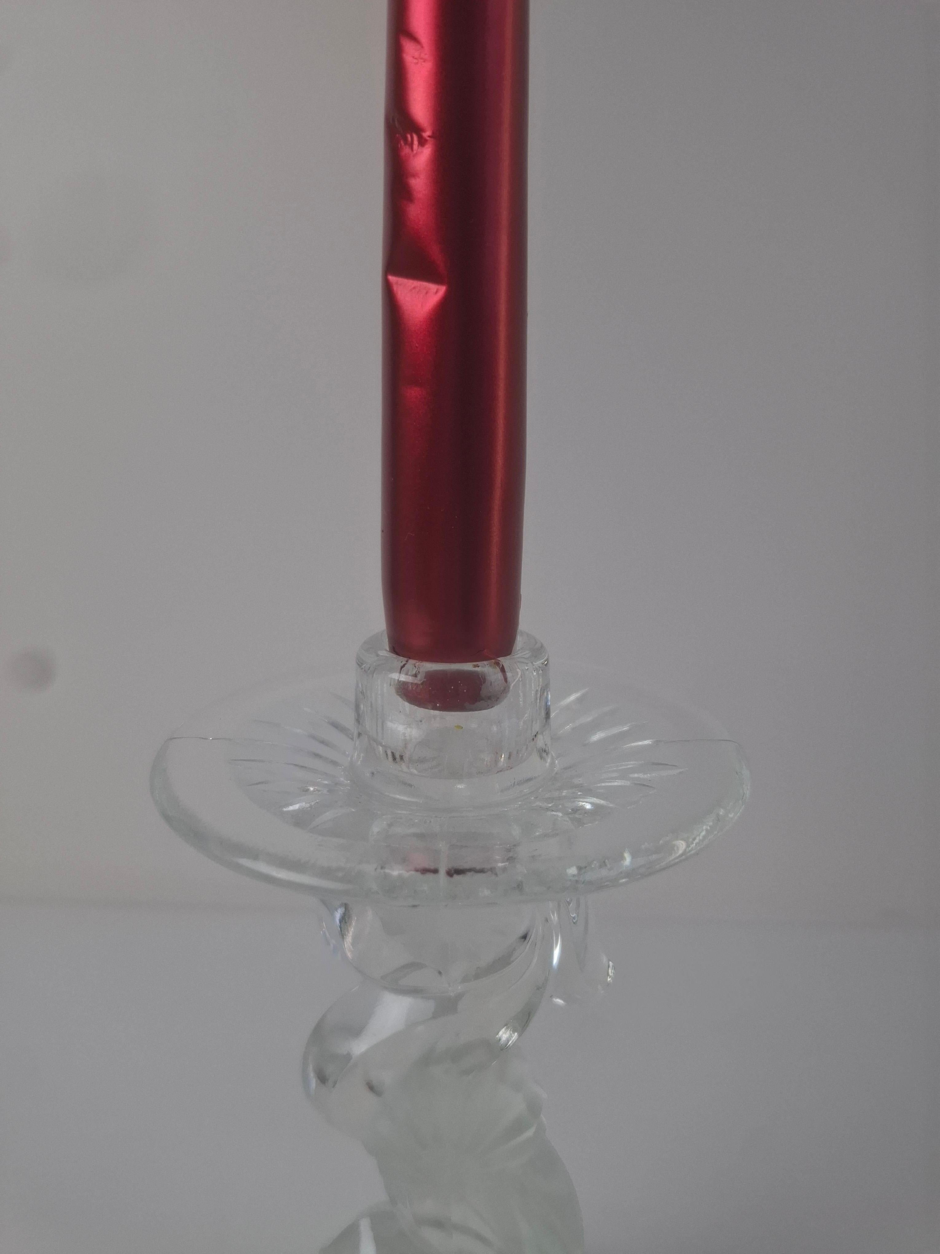 Skulpturaler Kerzenhalter aus geschliffenem tschechoslowakischem Glas, klar, feuerpoliert, Mitte des Jahrhunderts im Angebot 3