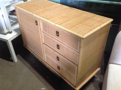 Midcentury Dal Vera Rattan Side Cabinet