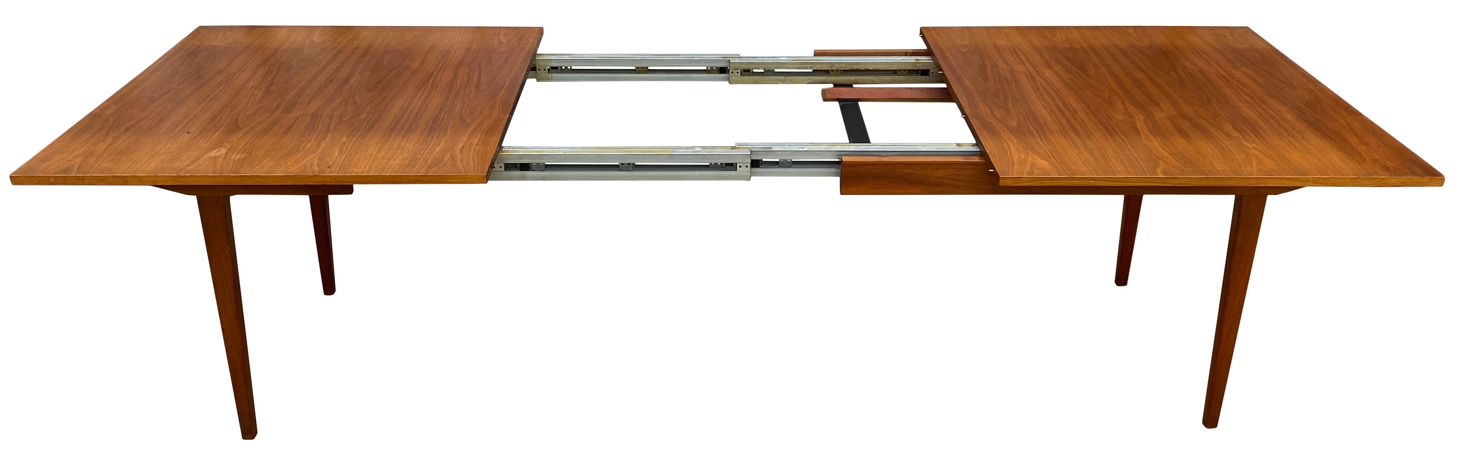 Midcentury Danish American walnut Expandable Dining Table with '2' Leaves 5