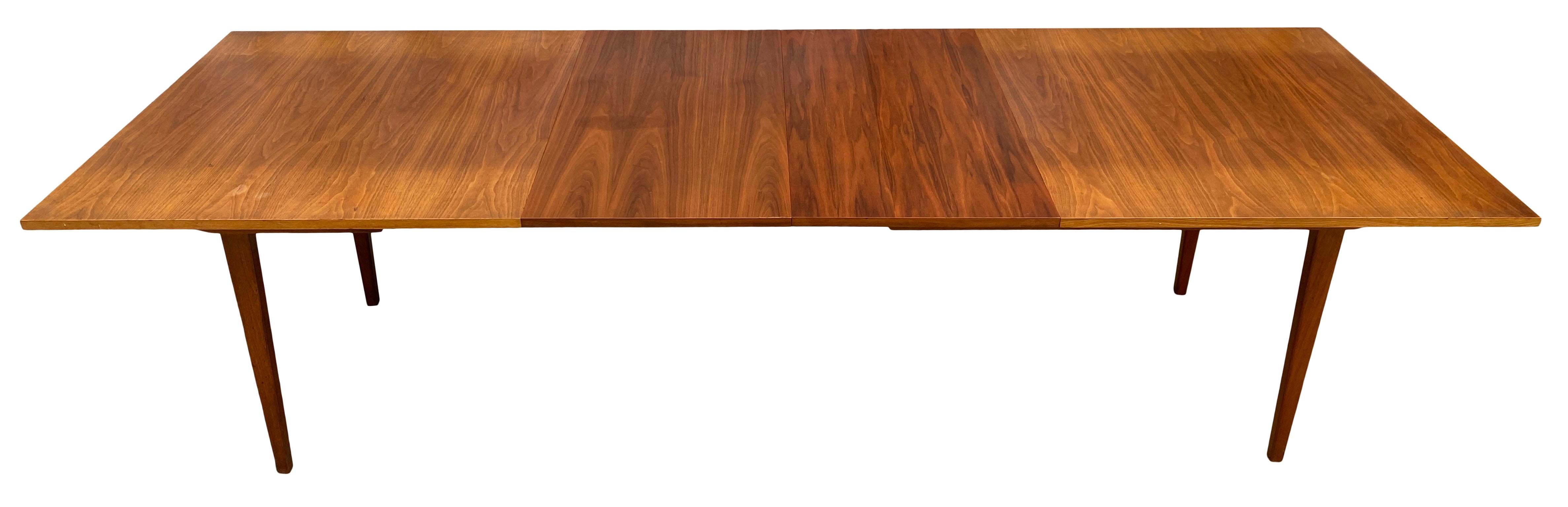 Walnut Midcentury Danish American walnut Expandable Dining Table with '2' Leaves