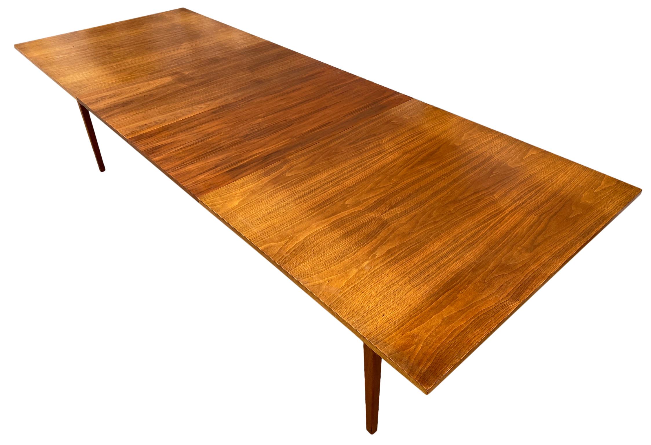 Midcentury Danish American walnut Expandable Dining Table with '2' Leaves 1