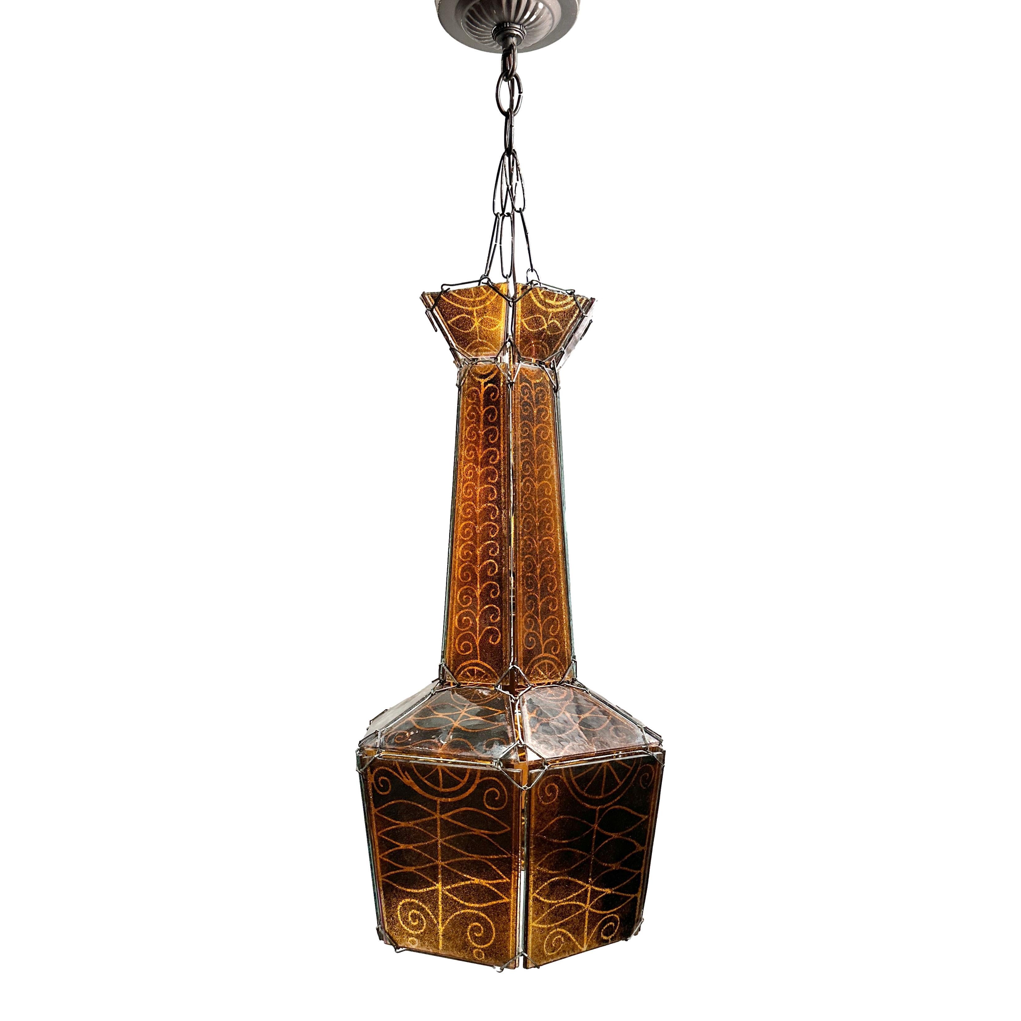 Mid-20th Century Midcentury Danish Art Glass Lantern For Sale