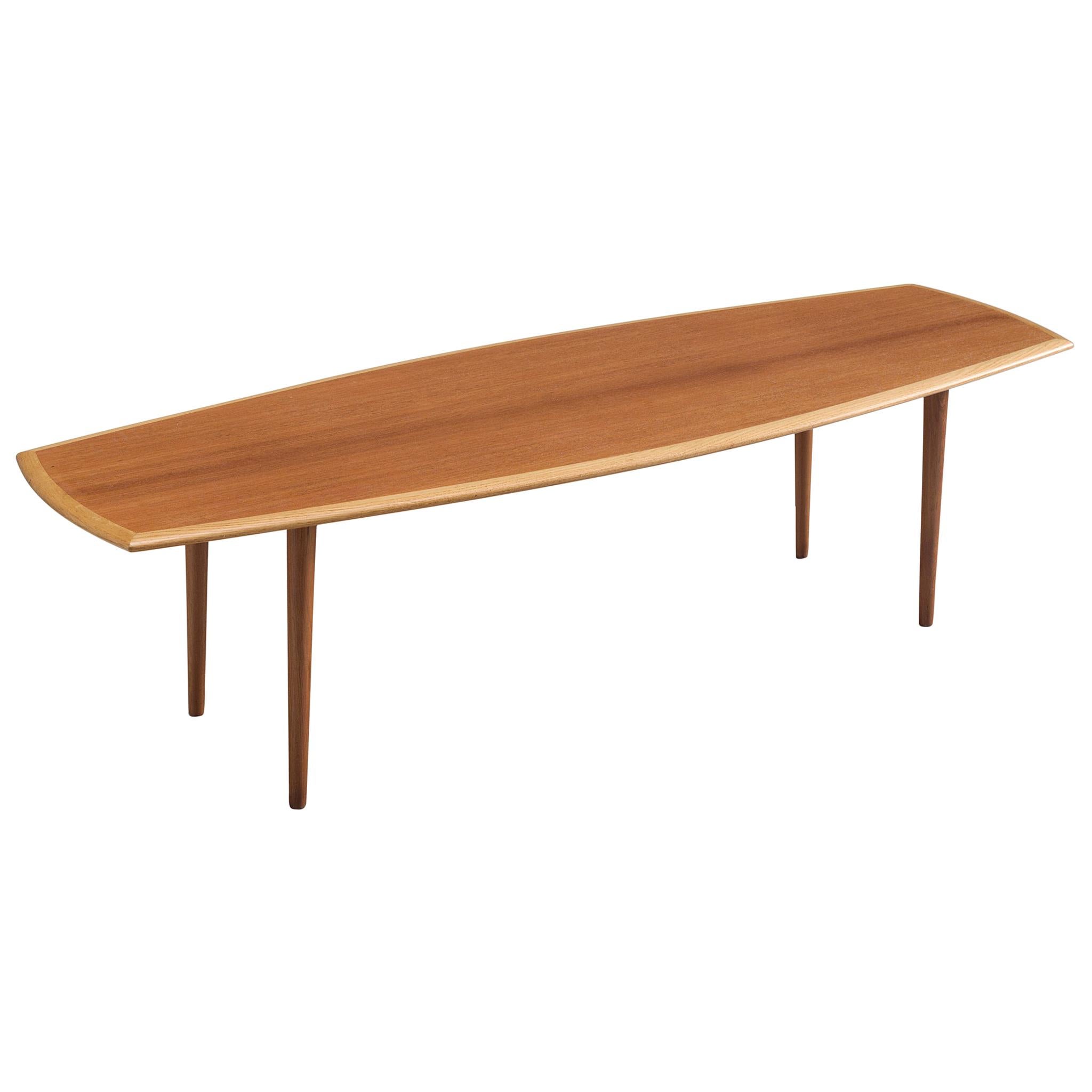 Danish Barrel Shaped Coffee Table in Oak and Teak For Sale at 1stDibs