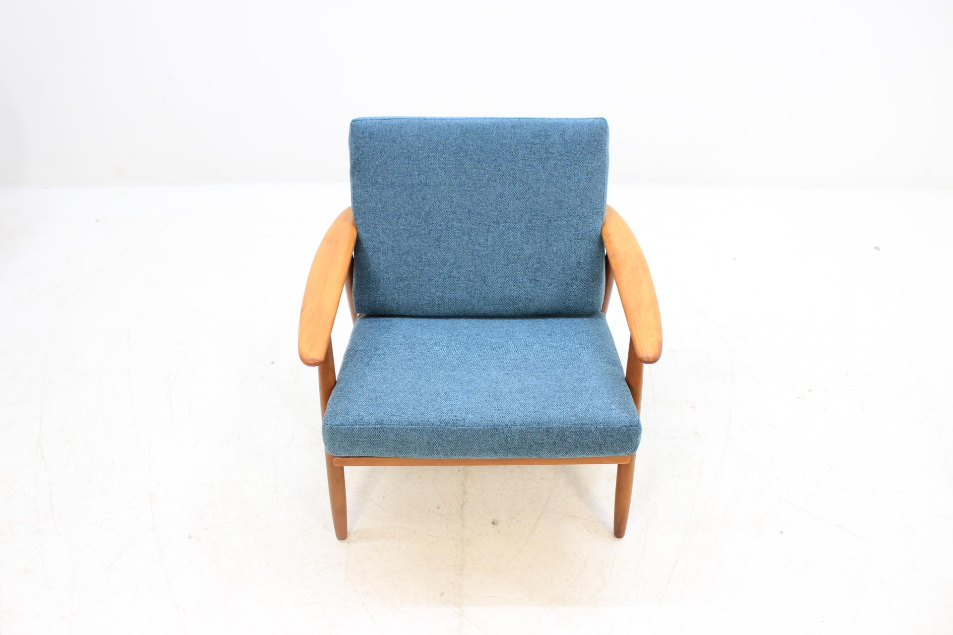 Fabric Midcentury Danish Beech Armchair, 1960s