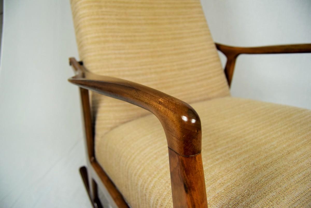 Stained Midcentury Danish Beech Rocking Chair, 1960s