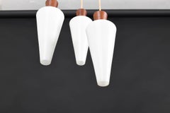 Midcentury Danish Boomerang-Hanging Lamp in Teak and Glass