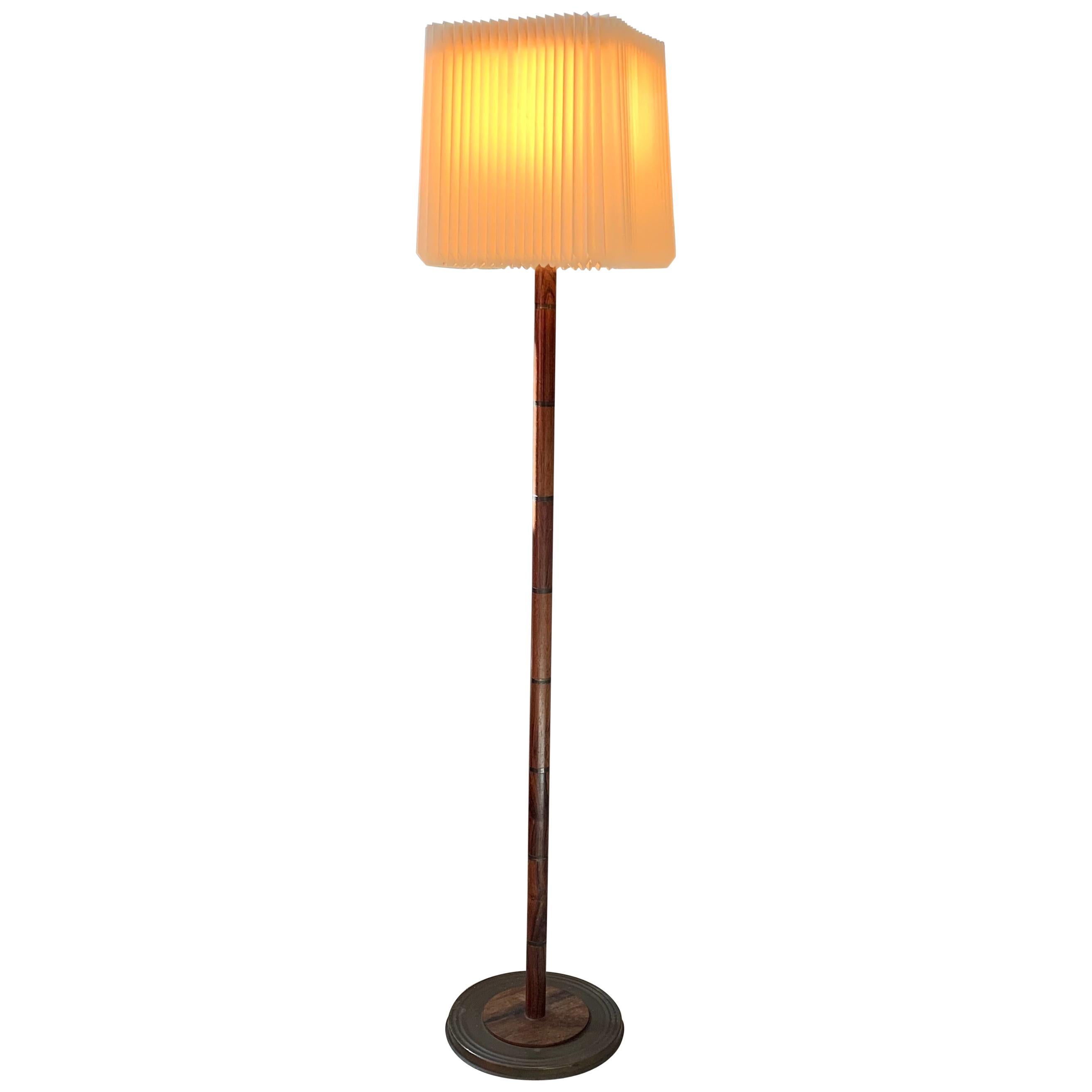 Midcentury Danish Brass and Teak Floor Lamp, 1960s For Sale