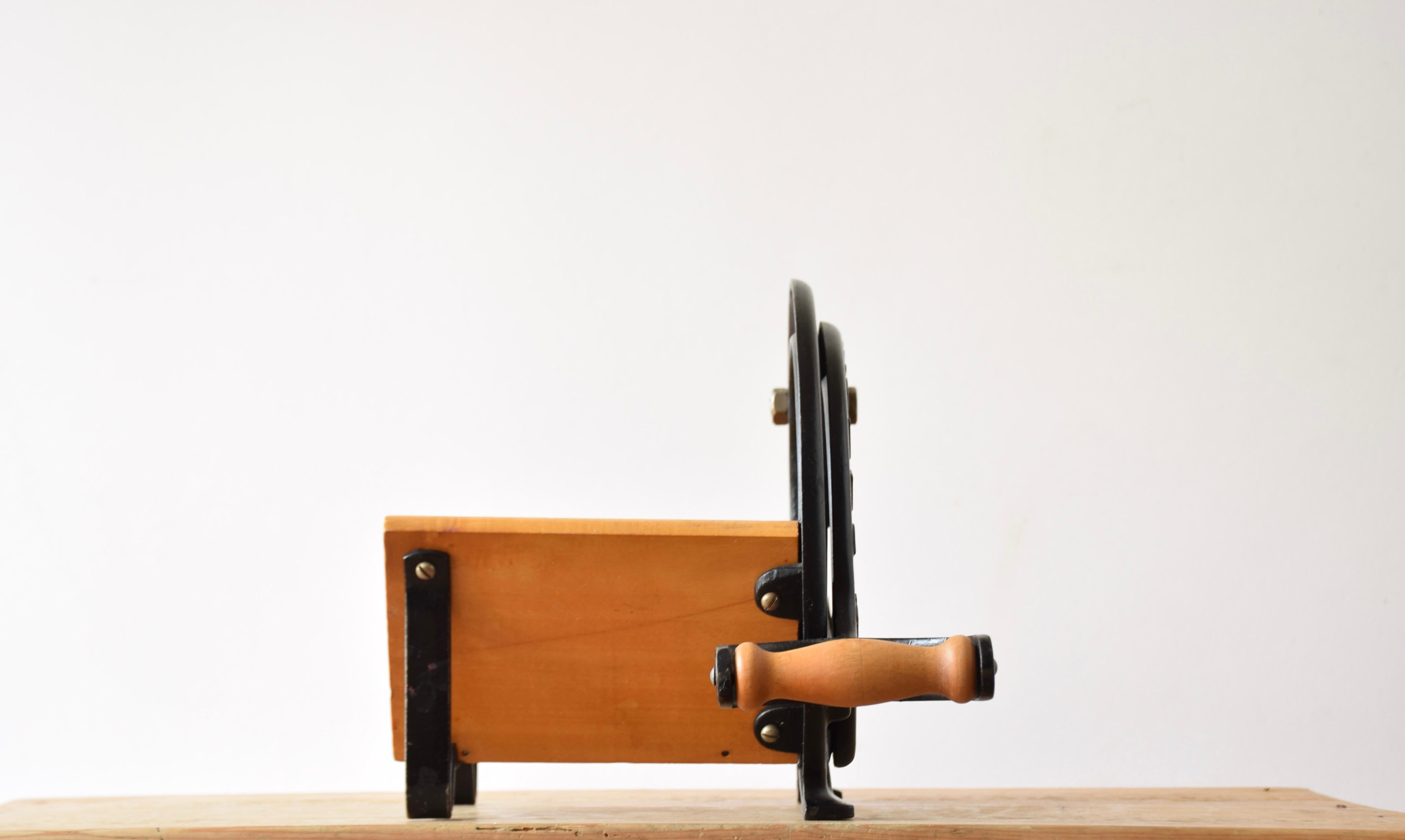 Mid-Century Modern Midcentury Danish Bread Slicer Black and Gold by Ove Larsen for Raadvad, 1950s For Sale