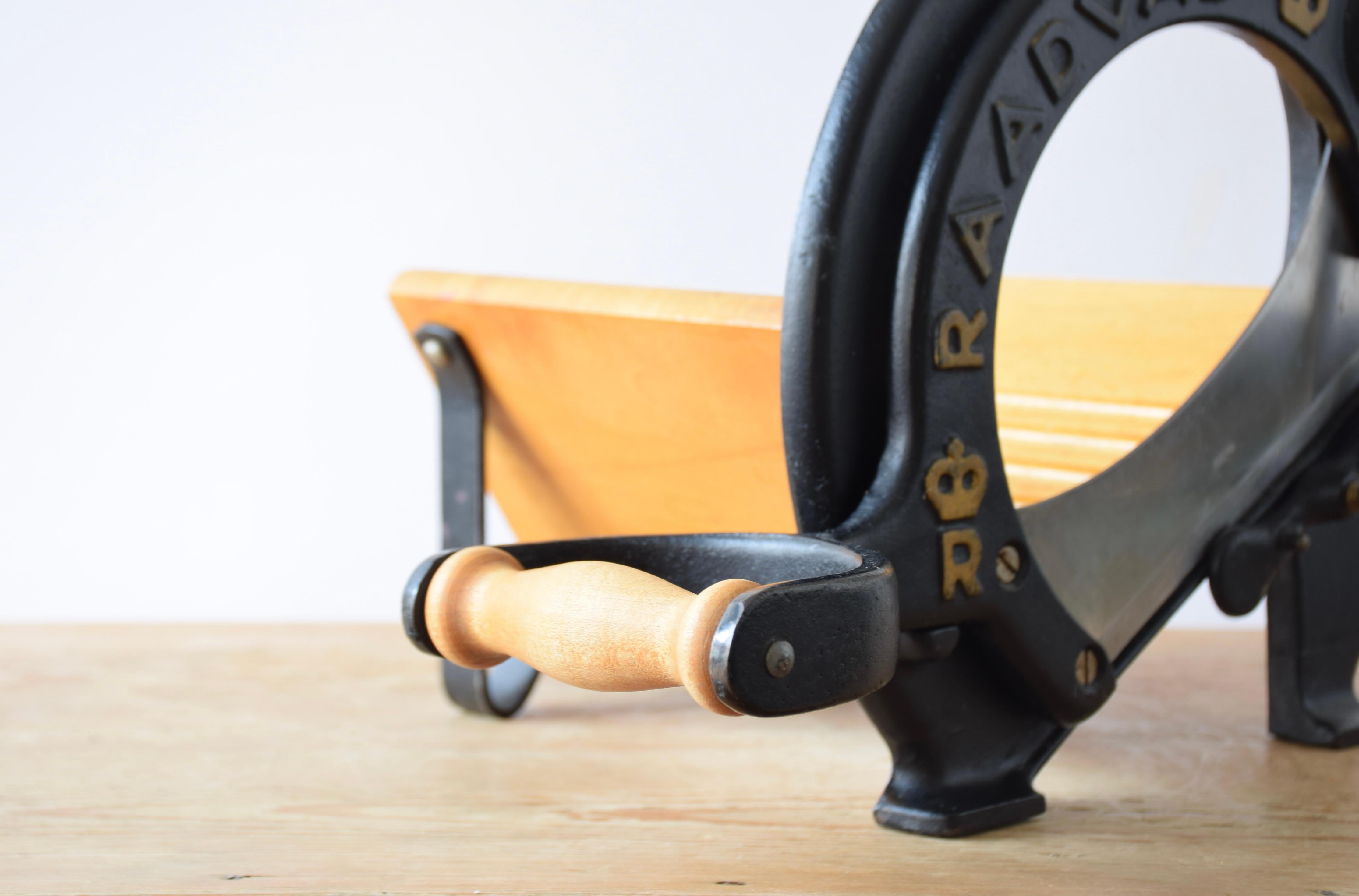 Mid-20th Century Midcentury Danish Bread Slicer Black and Gold by Ove Larsen for Raadvad, 1950s For Sale
