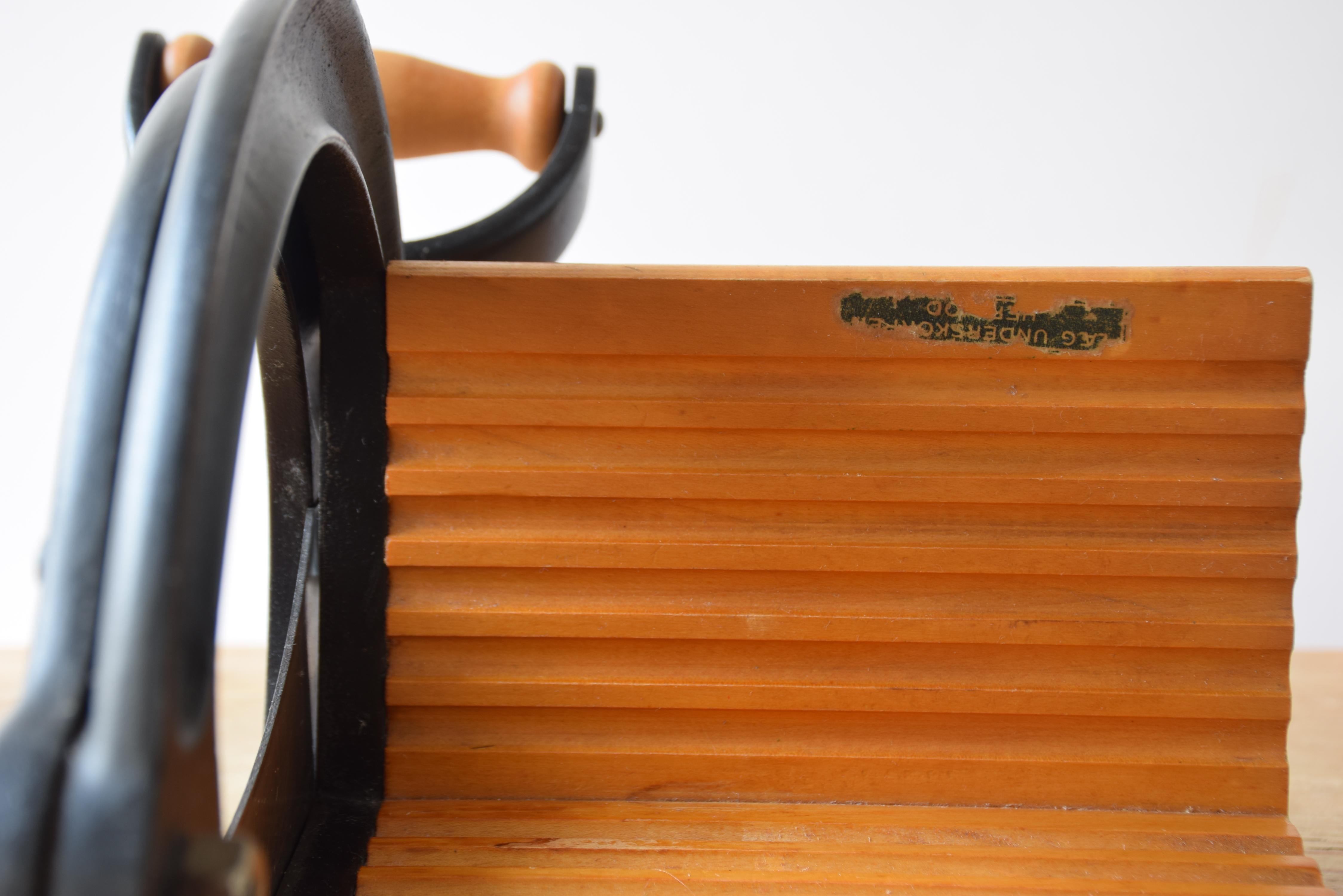 Steel Midcentury Danish Bread Slicer Black and Gold by Ove Larsen for Raadvad, 1950s For Sale