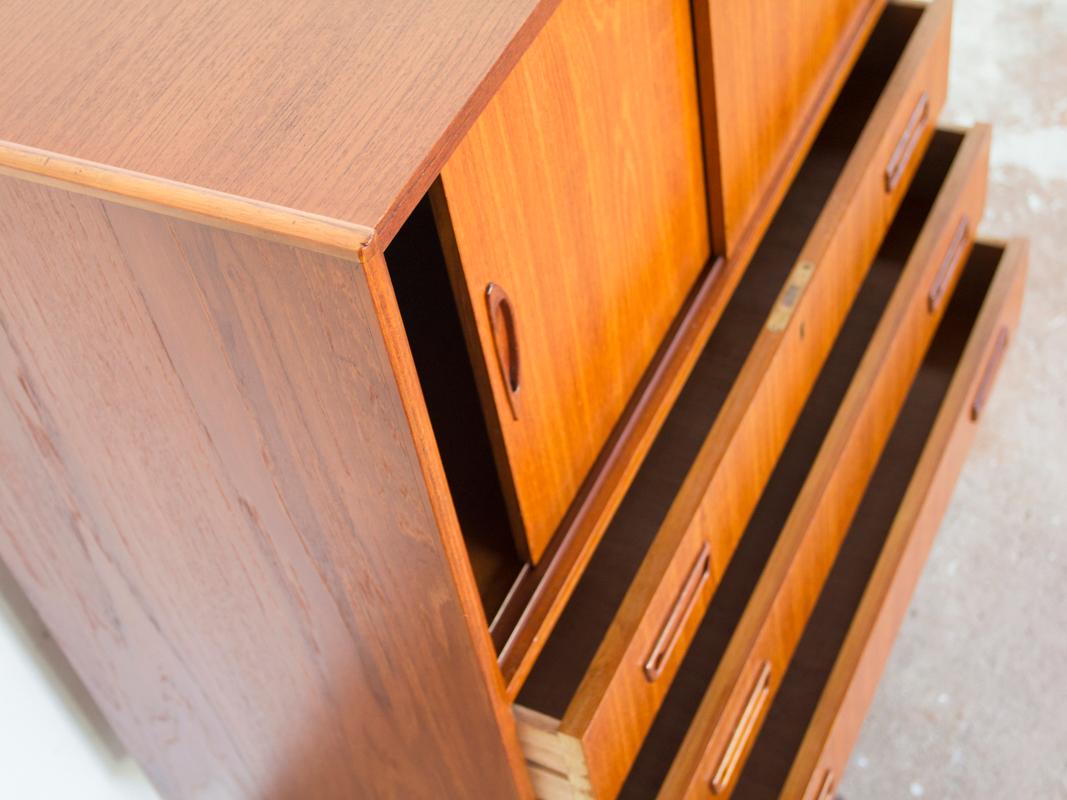 20th Century Midcentury Danish Cabinet in Teak with 2 Doors and 3 Drawers by Tibergaard