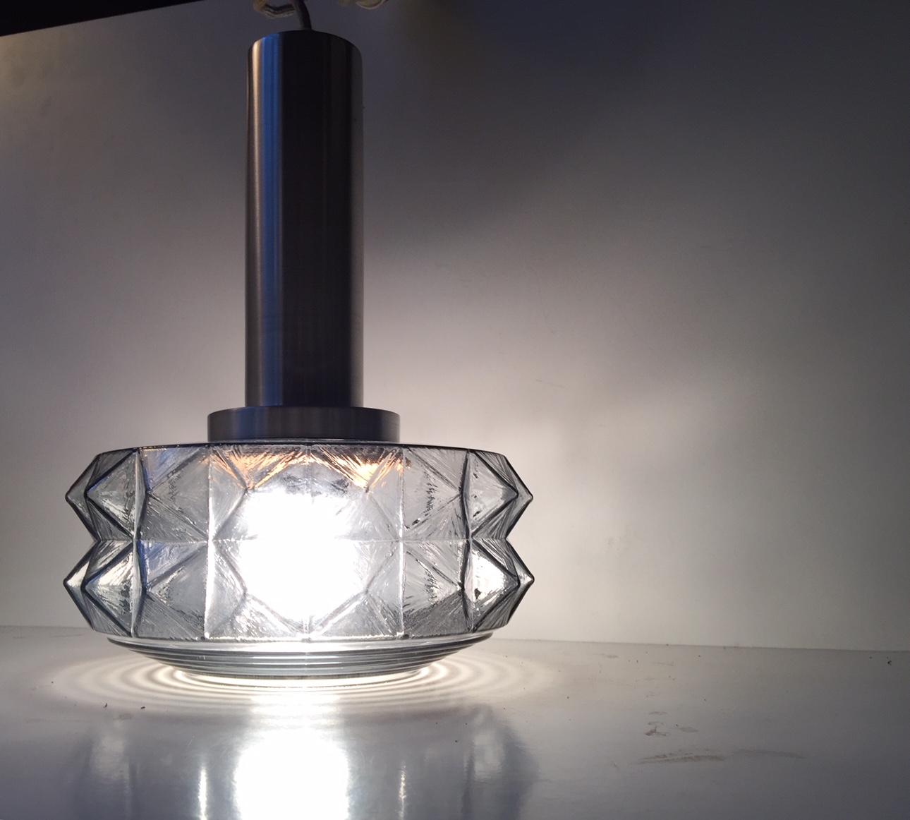 Brushed Midcentury Danish Ceiling Lamp in Smoke Glass from Vitrika, 1960s For Sale