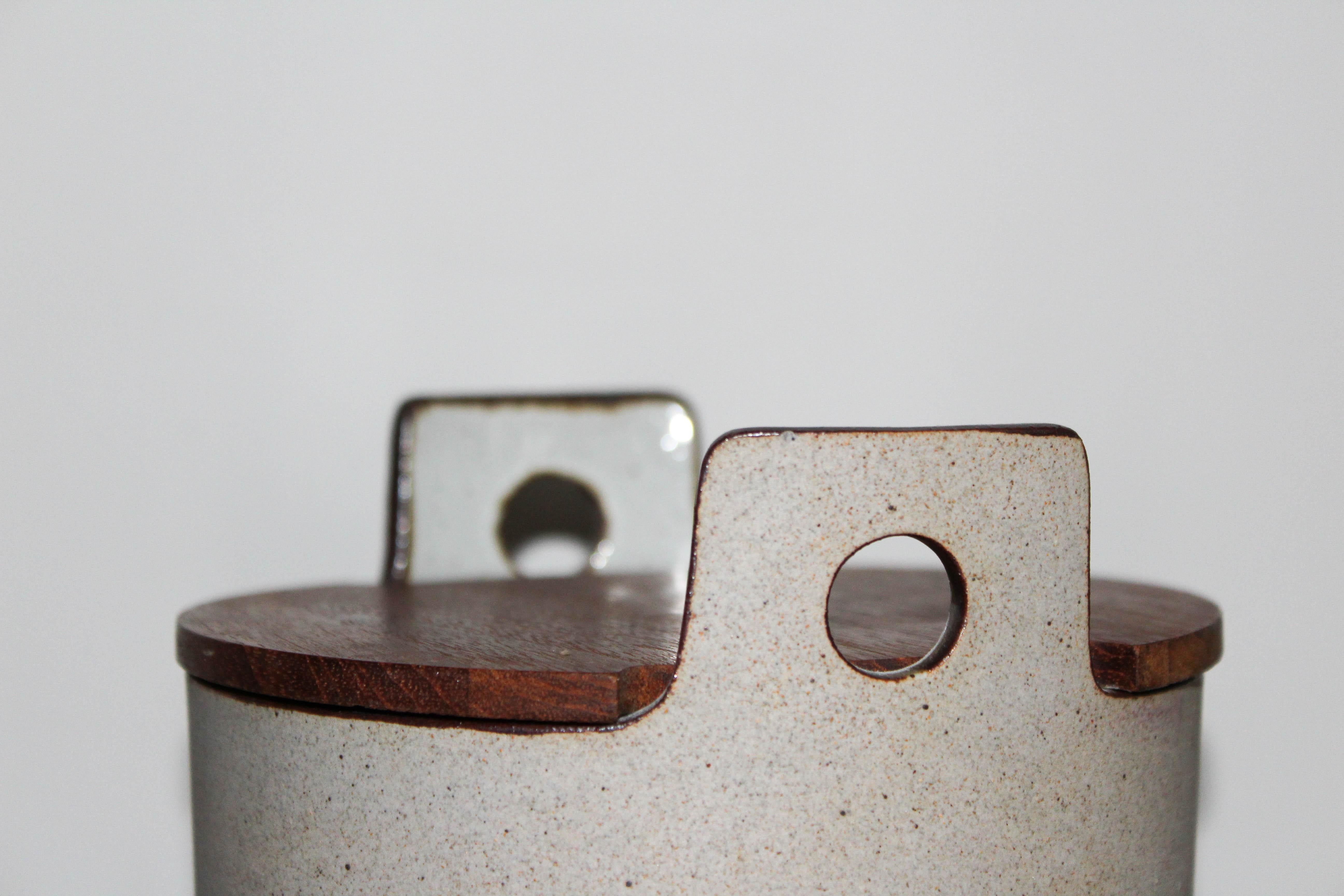 Scandinavian Modern Midcentury Danish Ceramic Bowl with Teak Lid by Knabstrup Atelier For Sale