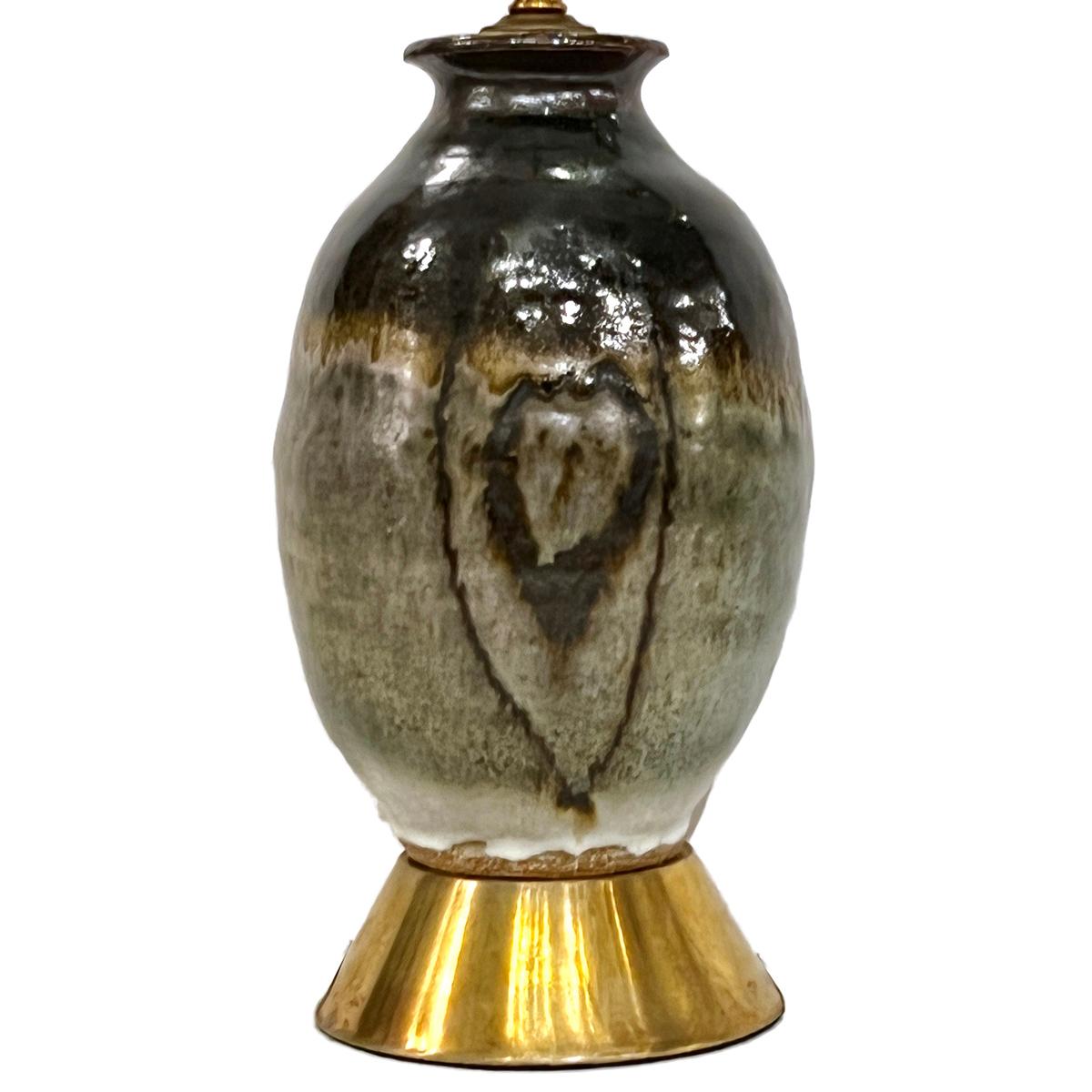 Glazed Midcentury Danish Ceramic Lamp For Sale