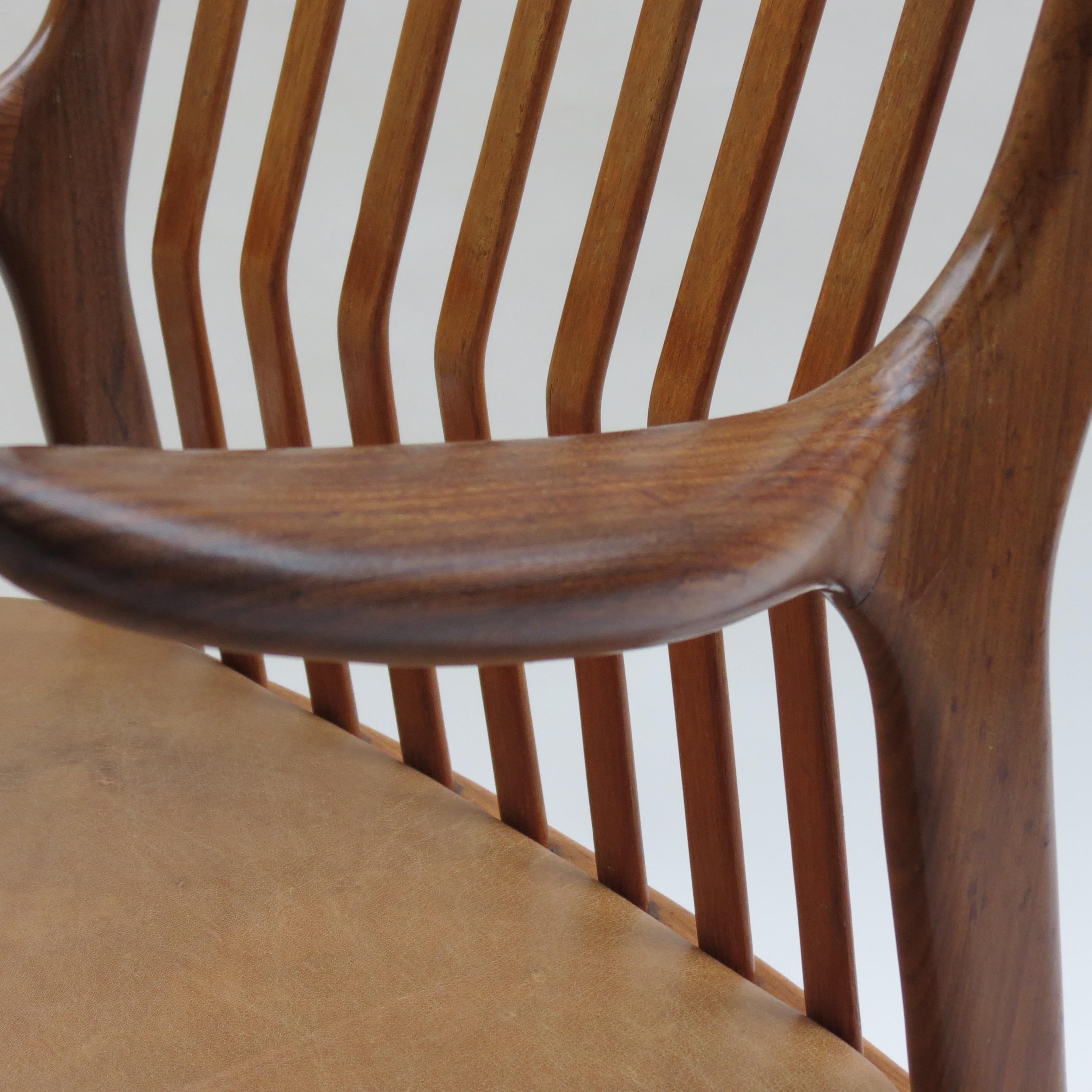 Midcentury Danish Chair by Svend Madsen 1960s Teak with Leather Seat 5