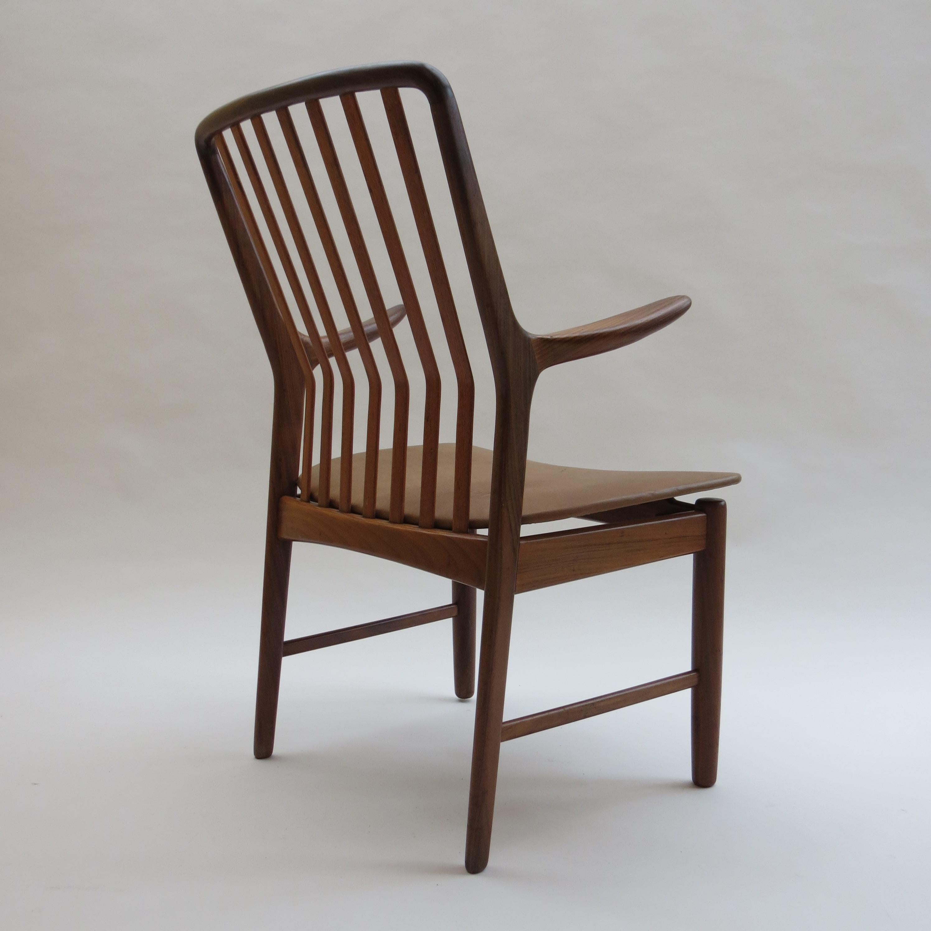 Mid-Century Modern Midcentury Danish Chair by Svend Madsen 1960s with Brown Leather Seat