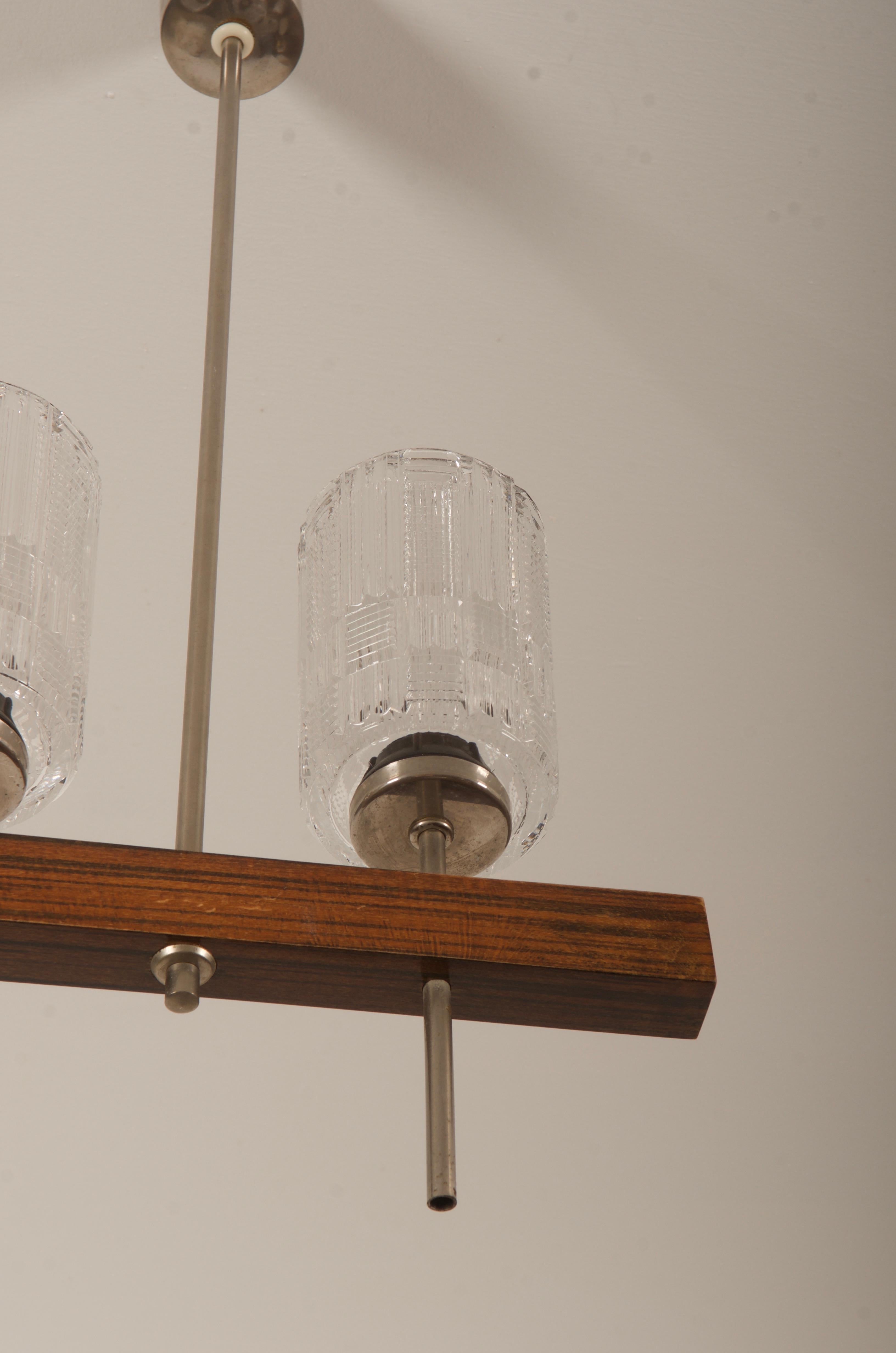 Midcentury Danish Chandelier with Glass Shades In Good Condition For Sale In Vienna, AT