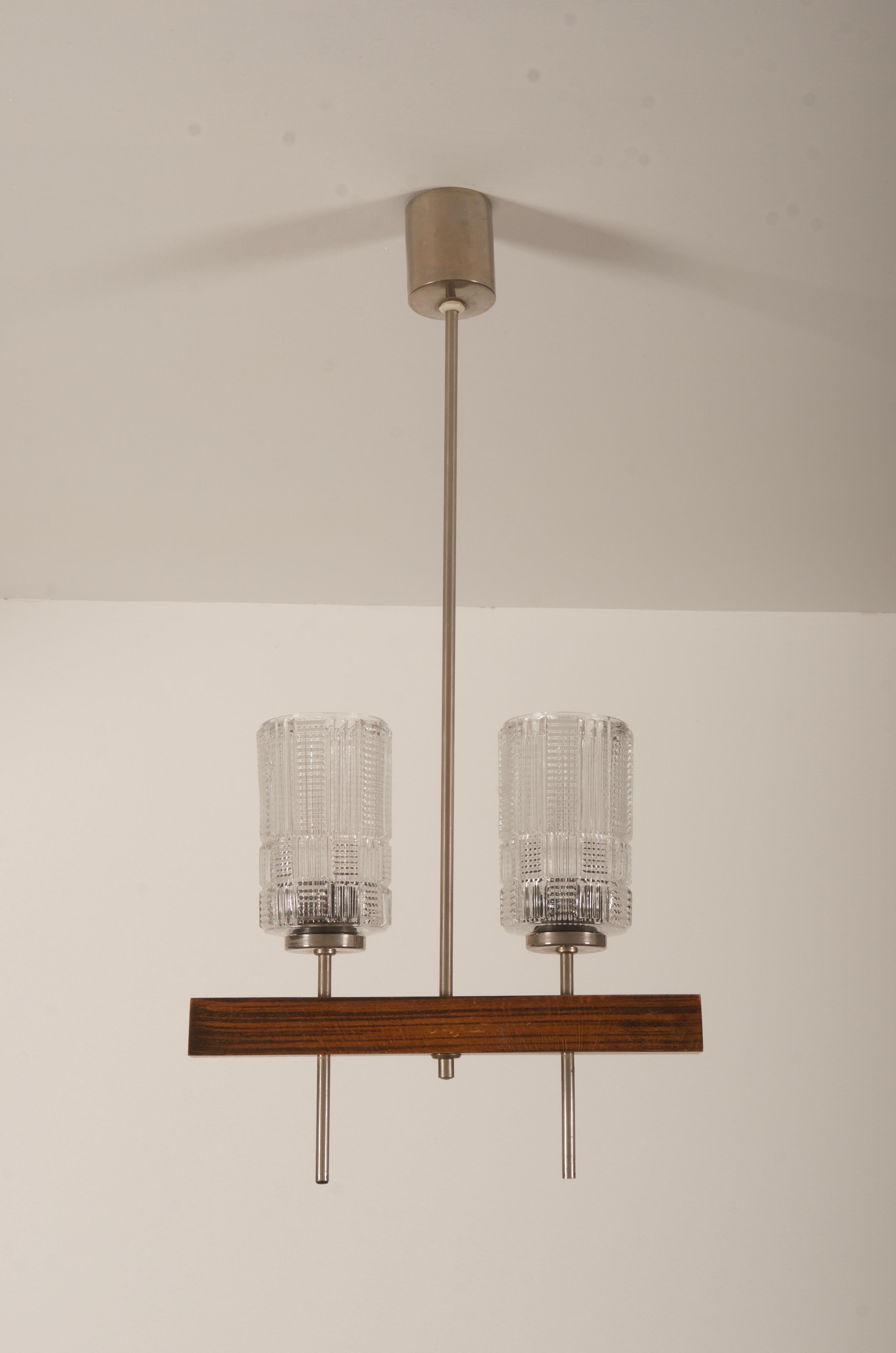 Midcentury Danish Chandelier with Glass Shades For Sale 1
