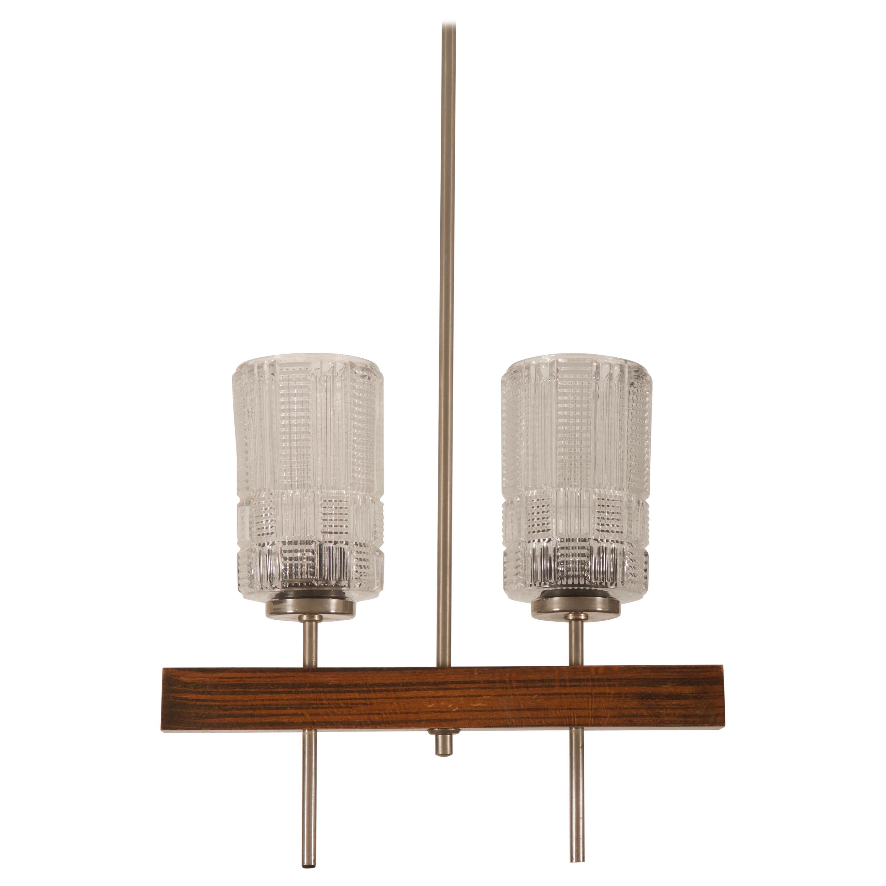 Midcentury Danish Chandelier with Glass Shades For Sale