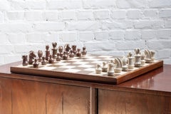 Midcentury Danish Chess Set in Ceramics and Wengé, 1960s Denmark