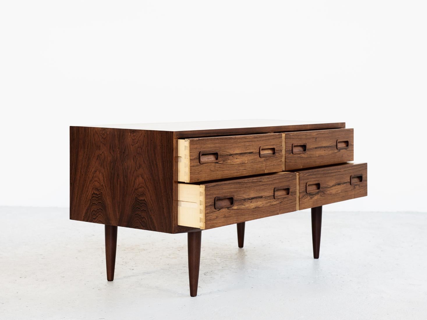 Mid-Century Modern Midcentury Danish Chest of 2x2 Drawers in Rosewood by Hundevad, 1960s For Sale